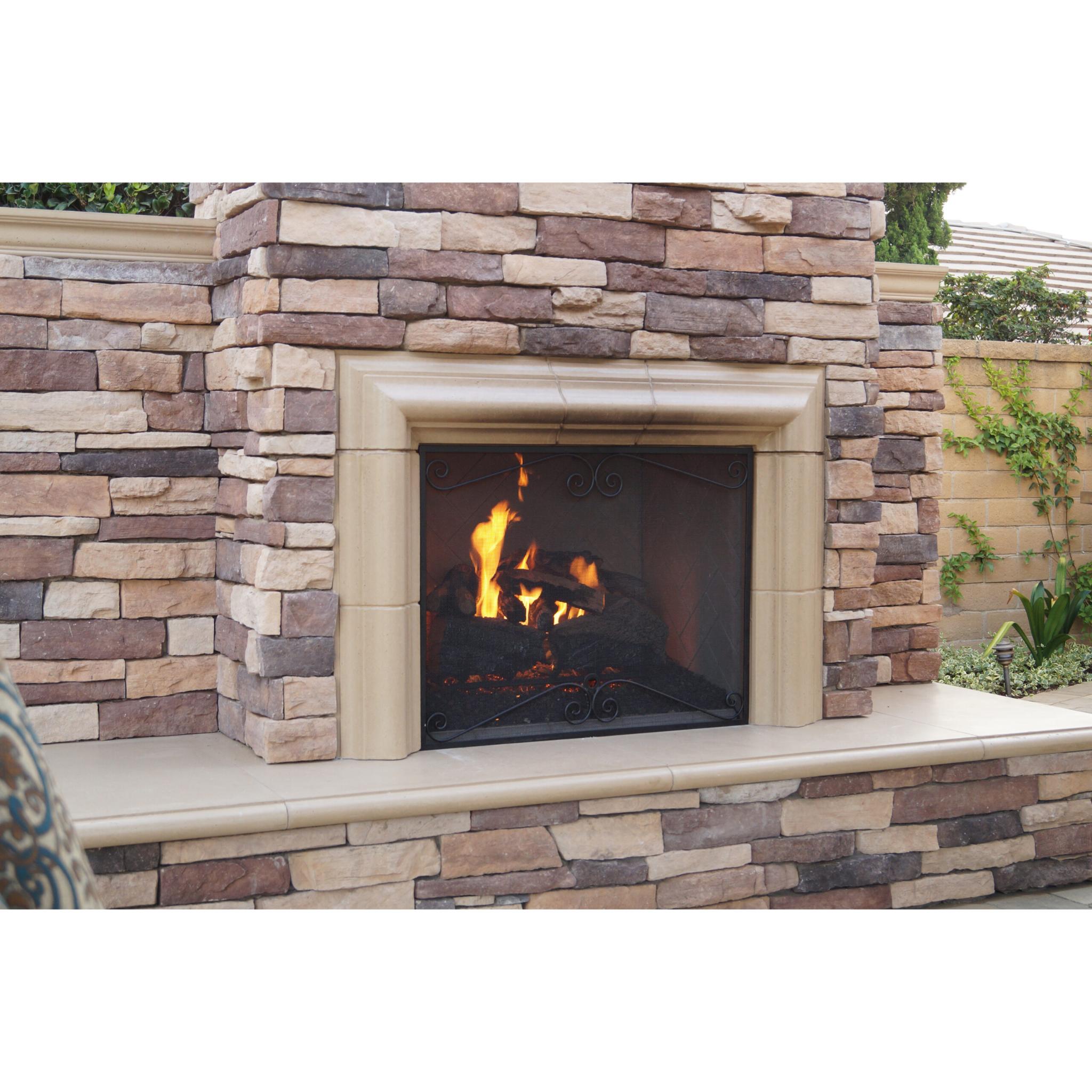 American Fyre Designs Contractors Model Outdoor Gas Fireplace with Moulding