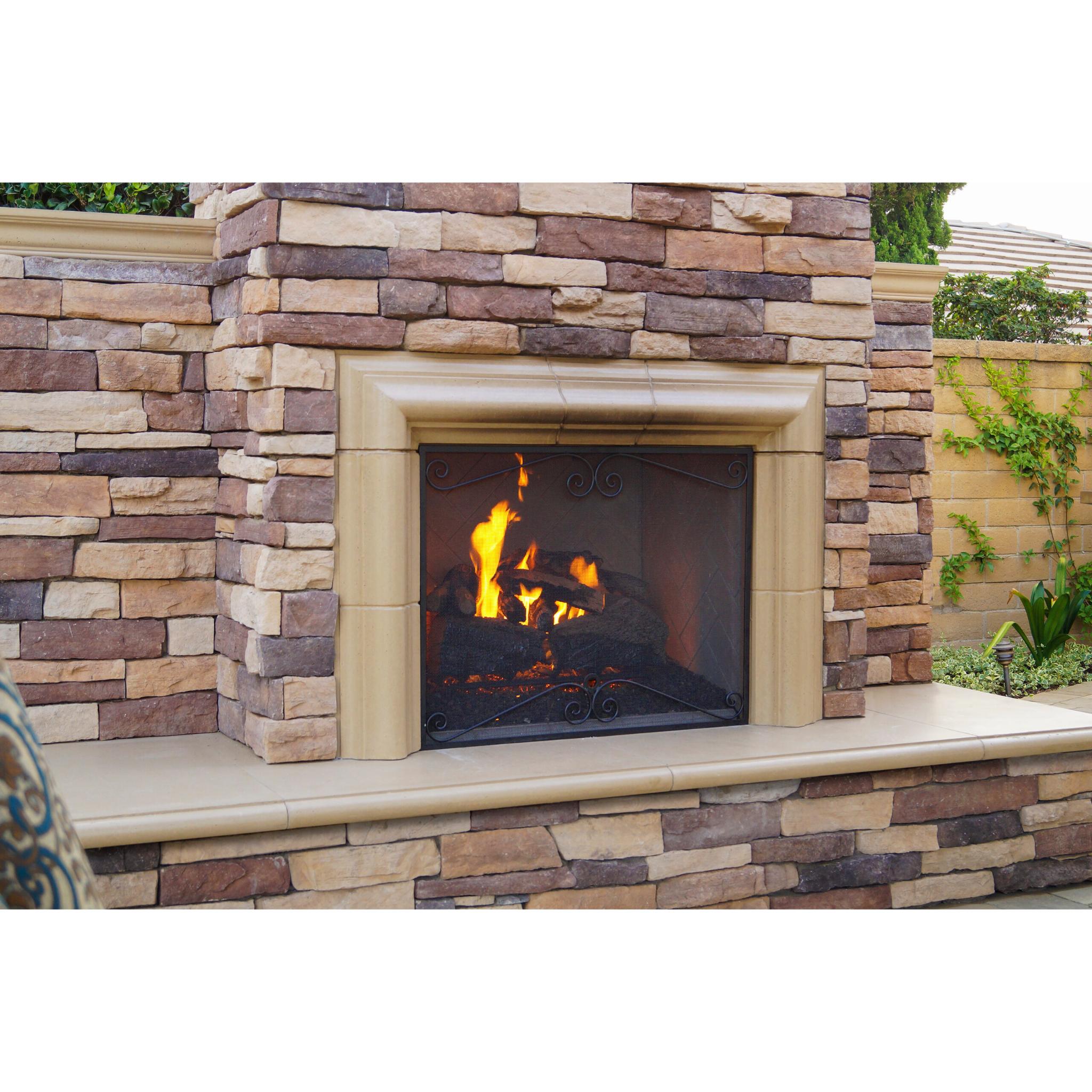 American Fyre Designs Contractors Model Outdoor Gas Fireplace with Moulding