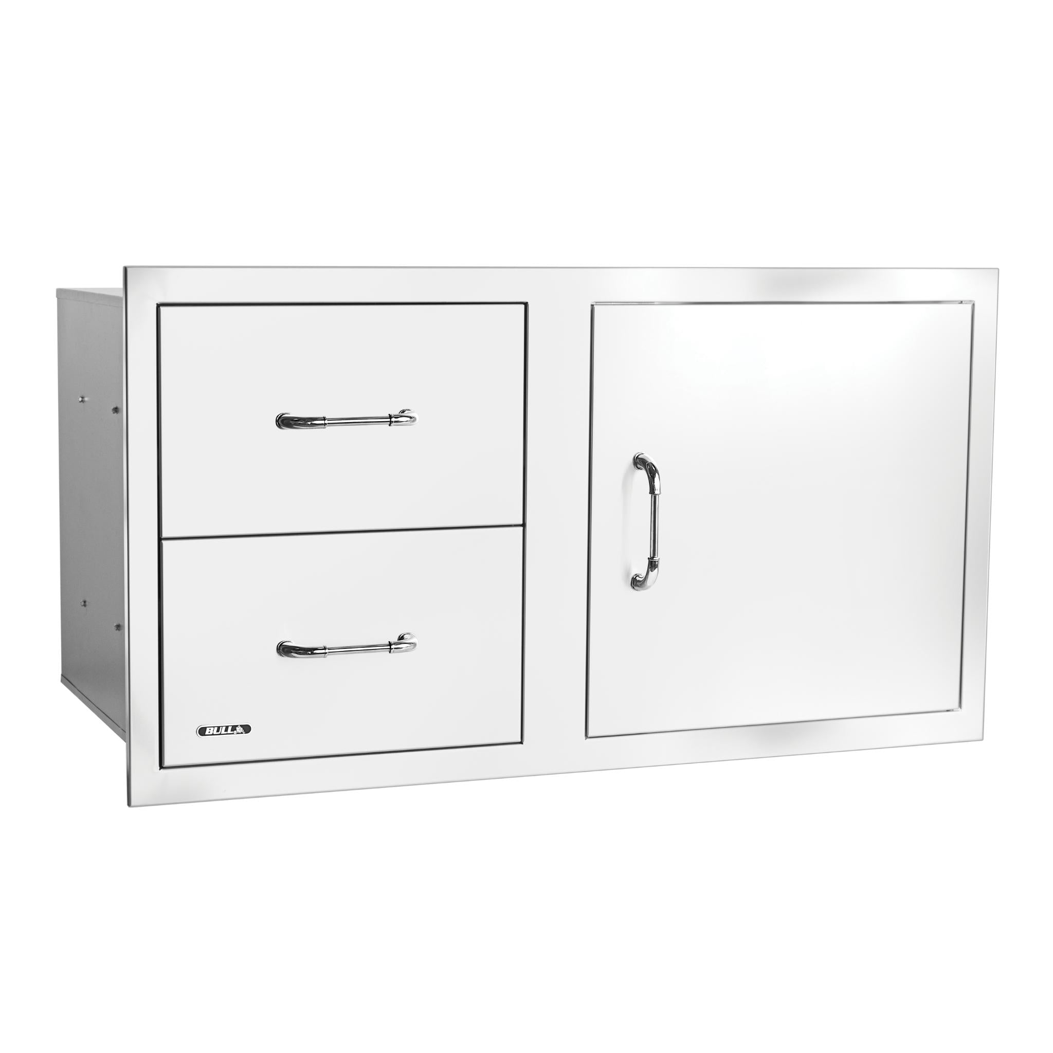 Bull S/S Single Storage Door w/ 2 Drawer Combo w/ Reveal for 30-38" Spaces
