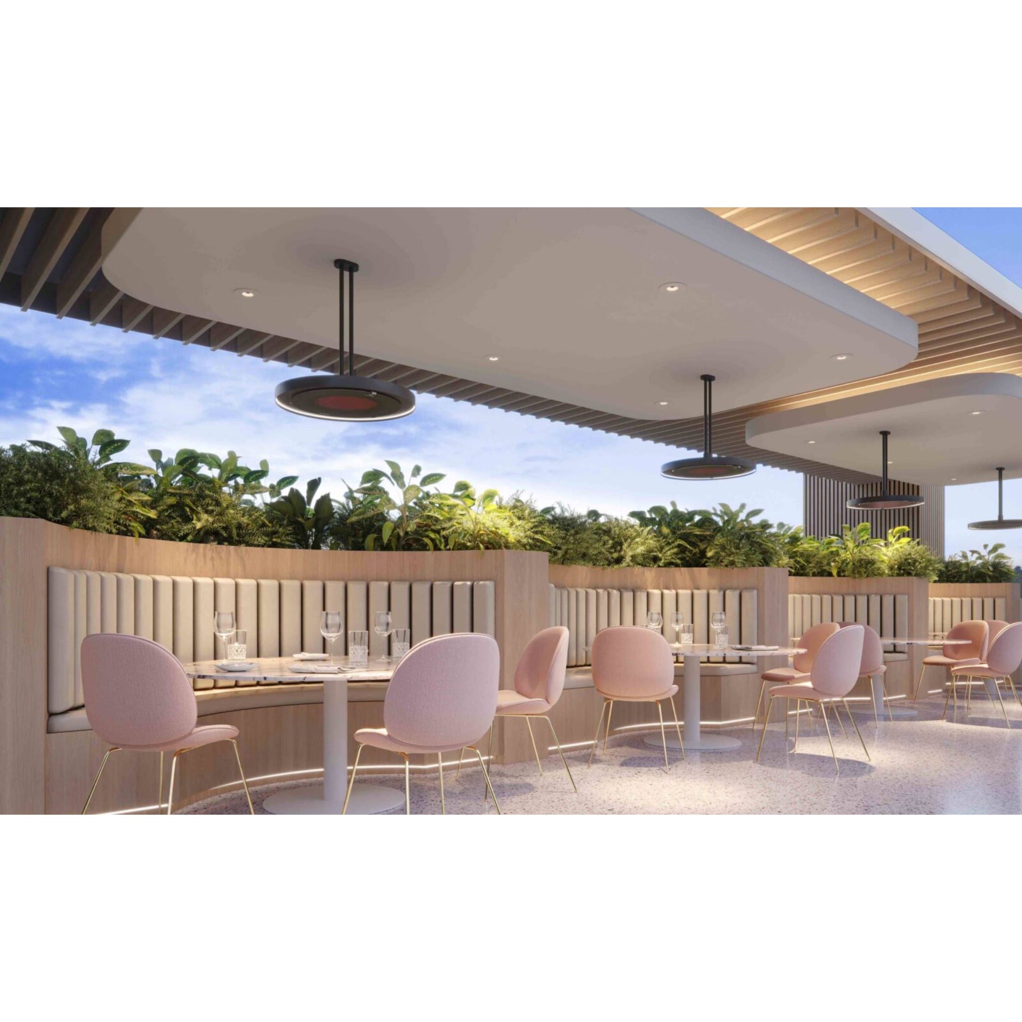 Bromic Eclipse Smart-Heat Electric Pendant Heater with Twin Pole Ceiling Mount