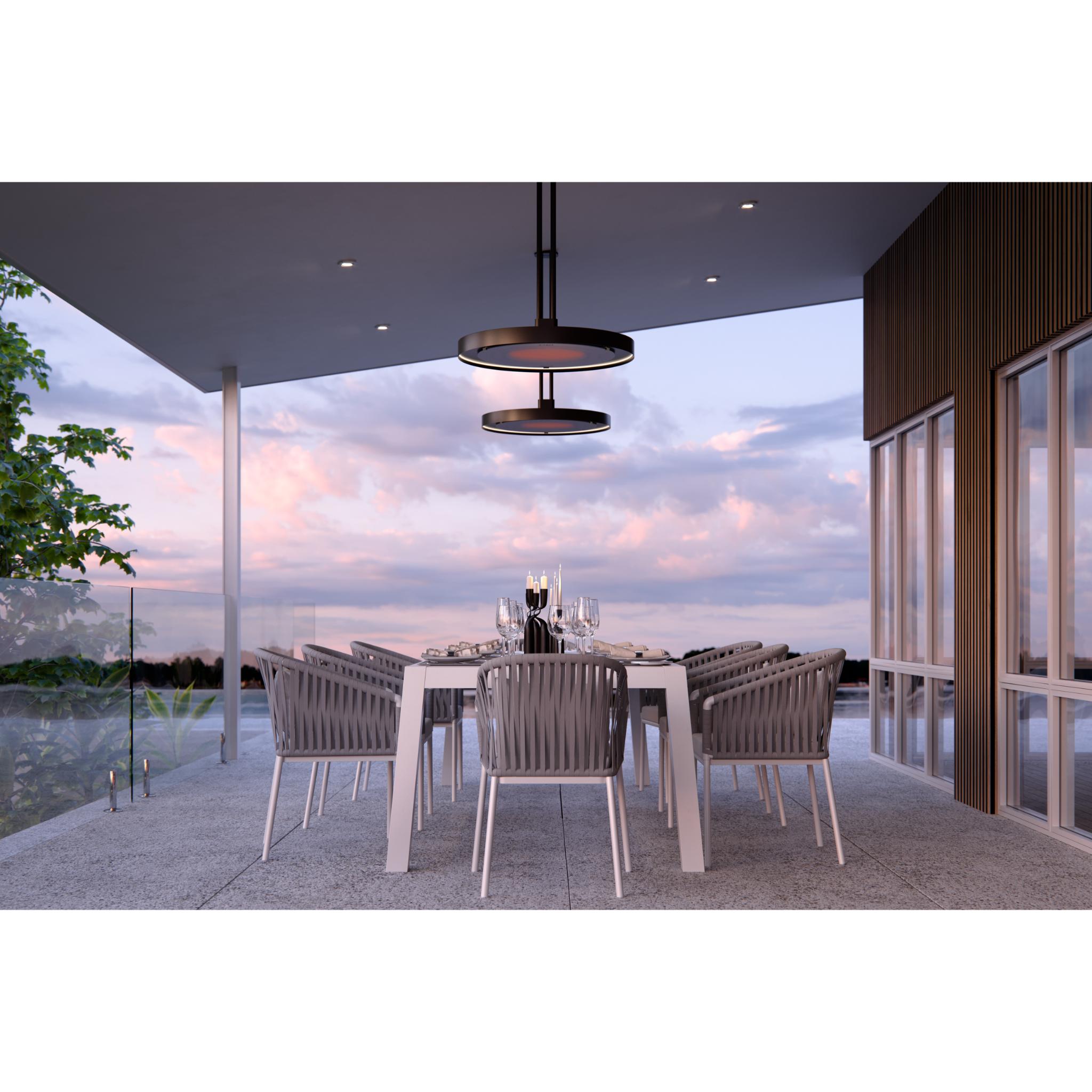 Bromic Eclipse Smart-Heat Electric Pendant Heater with Twin Pole Ceiling Mount