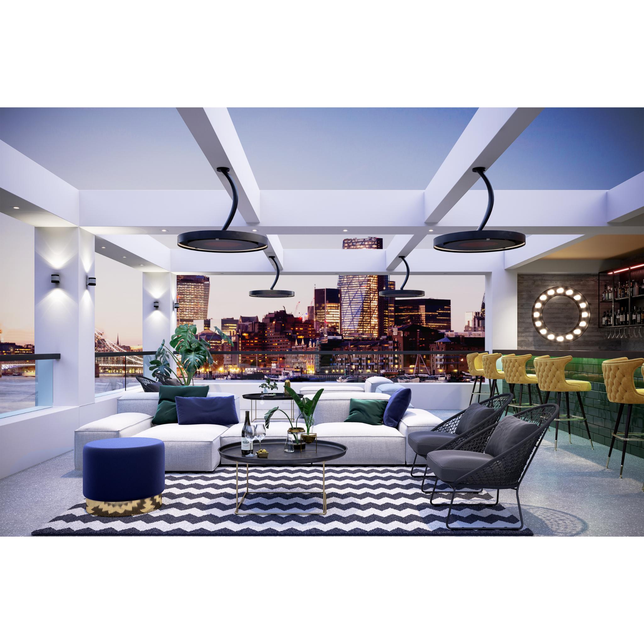 Bromic Eclipse Smart-Heat Electric Pendant Heater with 24″ Curved Ceiling Mount