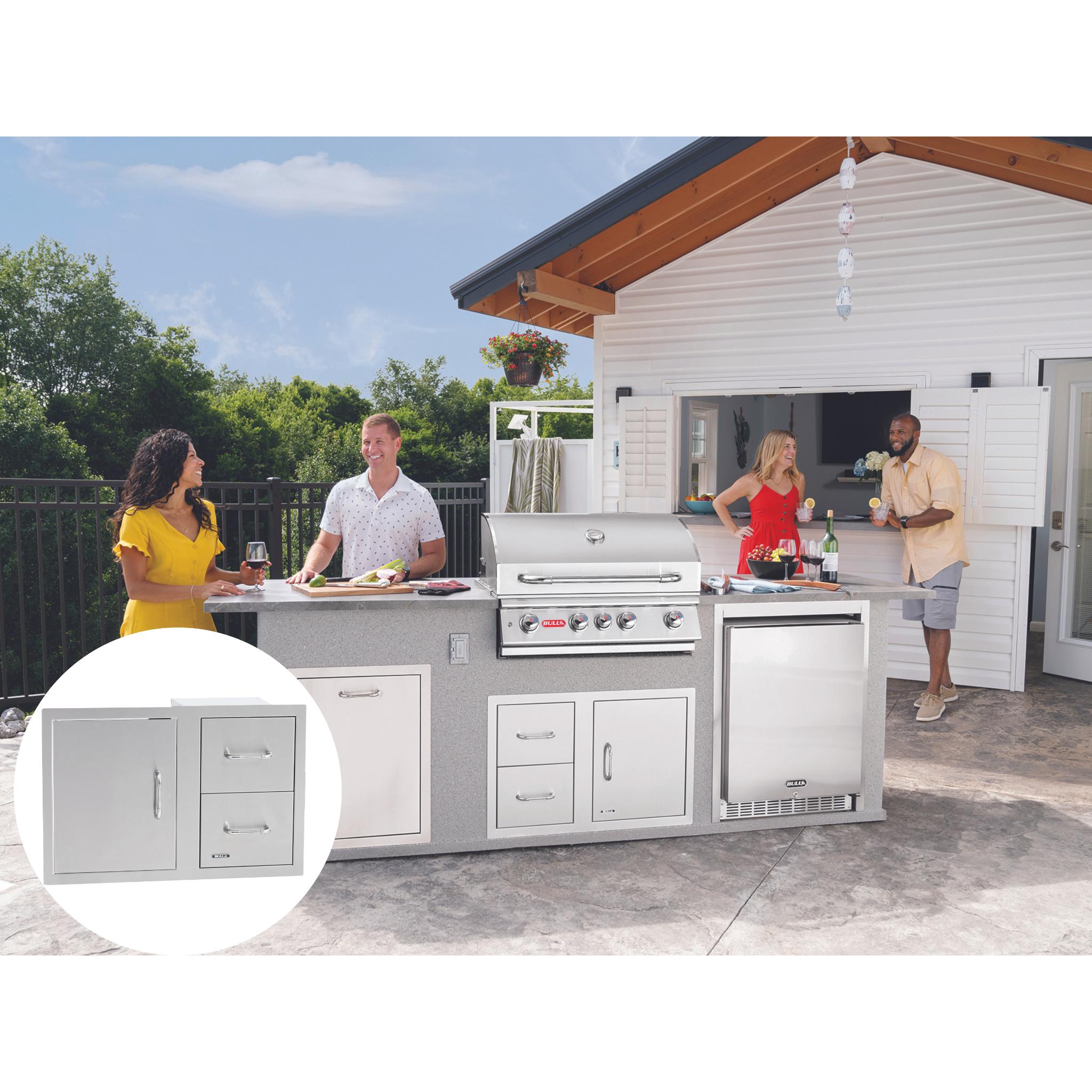 Bull S/S Single Storage Door w/ 2 Drawer Combo w/ Reveal for 30-38" Spaces