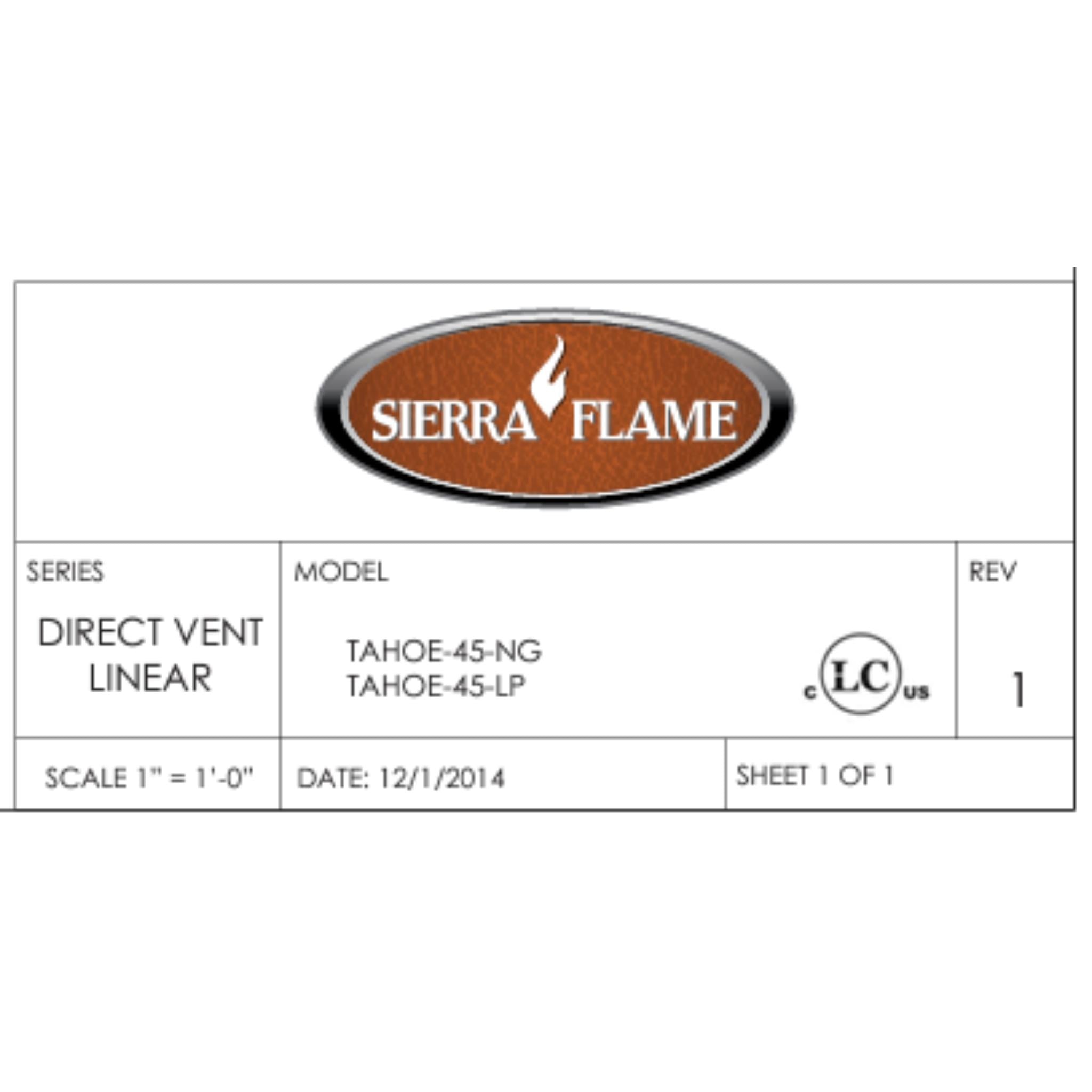 Sierra Flame 45 Inch Tahoe Outdoor Linear Vent Free Gas Fireplace