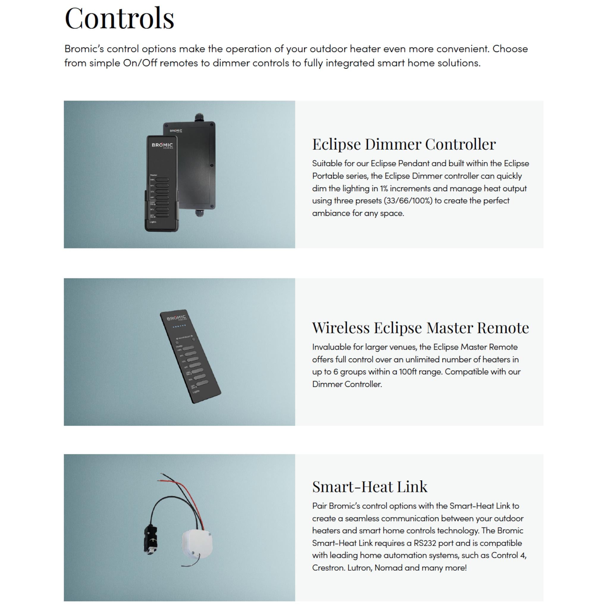 Bromic Eclipse Smart-Heat Electric Pendant Heater with 8" Ceiling Mount