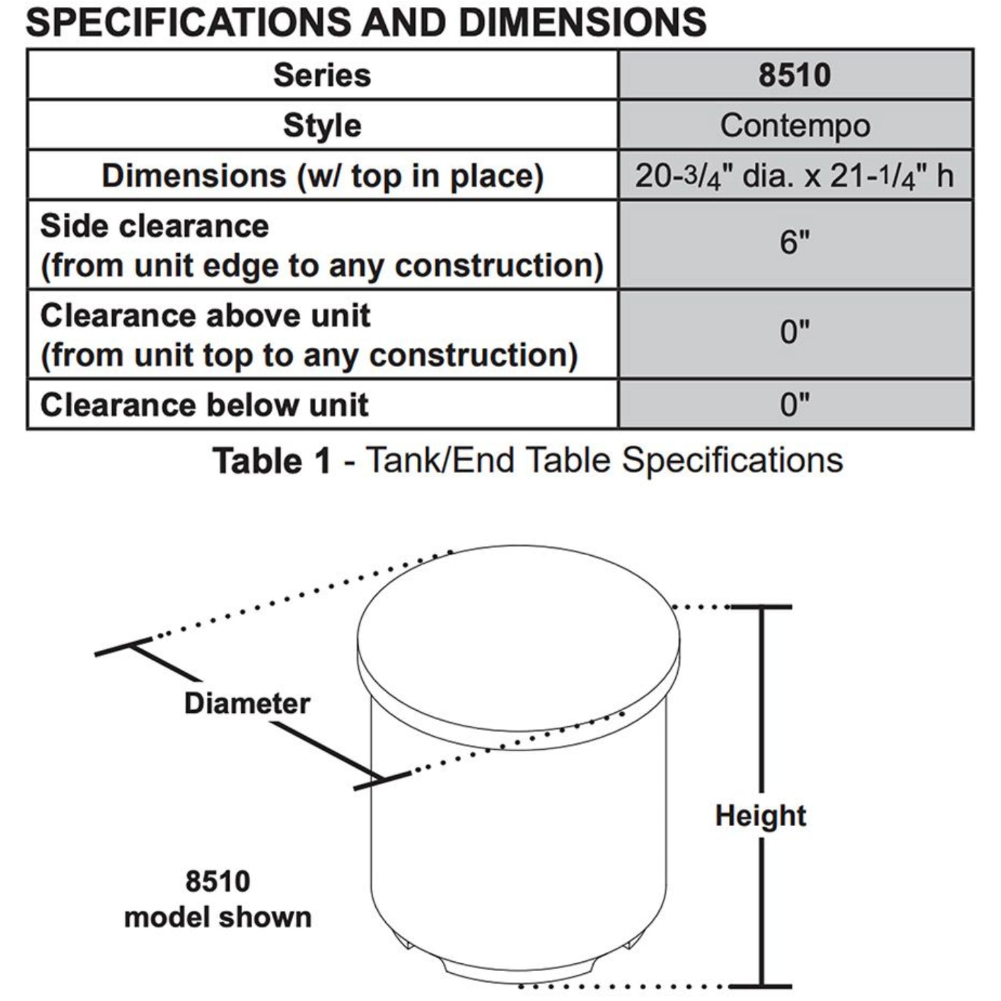 American Fyre Designs Contempo Tank Cover/End Table in GFRC