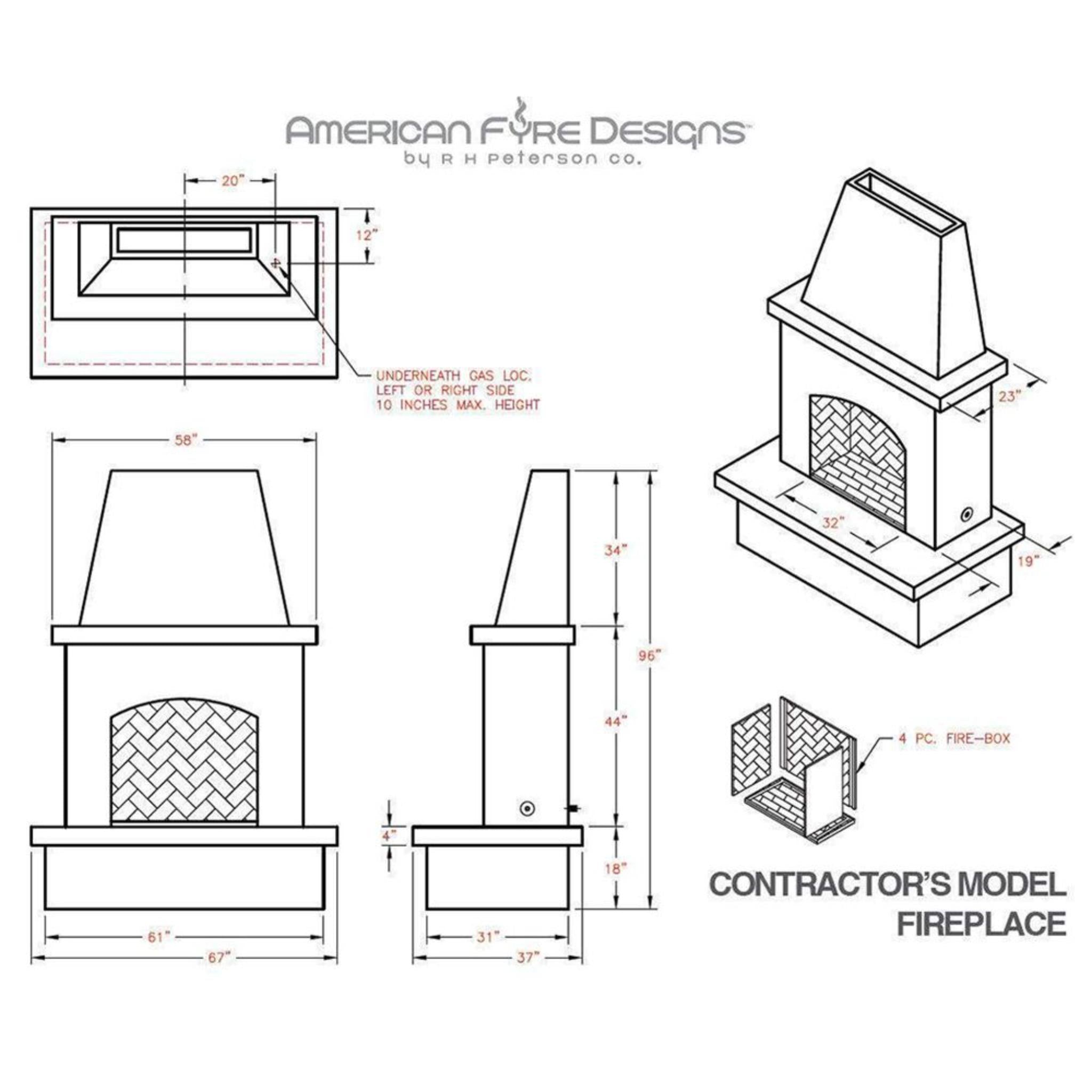 American Fyre Designs Contractors Model Outdoor Gas Fireplace