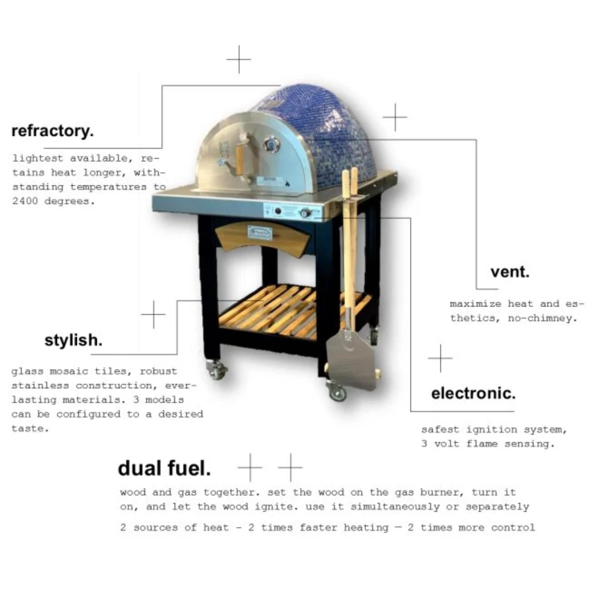 HPC Forno De Pizza Forno Series Portable Pizza Oven with Cart